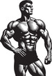 © Orion Draw - Sculpted Strength: A black and white woodcut illustration of a p