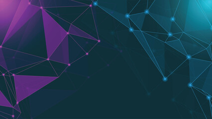 Wall Mural - modern abstract background with glowing polygonal mesh, gradient colors, and network lines ideal for