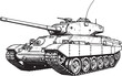 © Orion Draw - Detailed Ink Illustration of a Military Tank with a Long Cannon