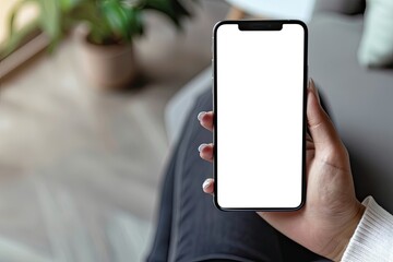 Detailed Visual  of Hand Holding Smartphone Mockup Template