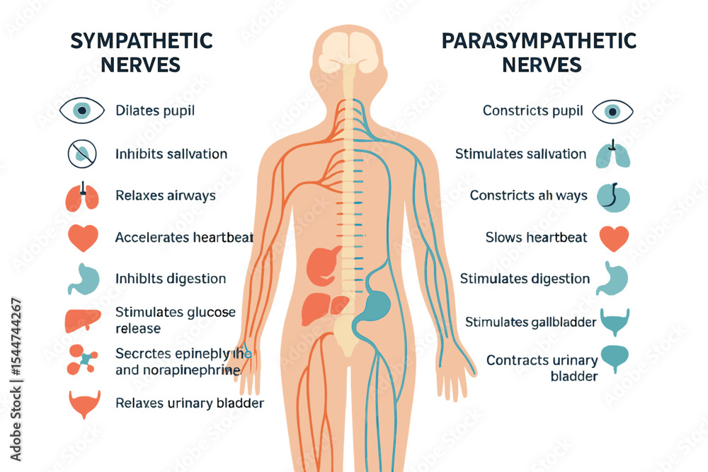 Стоковое векторное изображение «The human nervous system, including the ...