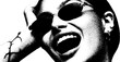 © annetdebar - Playful expression of woman with nostril rings and sunglasses in high contrast art