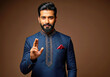 © ProArt Studios - Confident Indian Man in Elegant Blue Kurta  Traditional Fashion Portrait Studio Shot