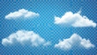 © Zavivec - realistic fluffy white cloud collection on transparent background, isolated cumulus elements for weather, sky, and design projects