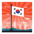© vector Art - A combination of the South Korean flag with a dragon design wrapped around it.