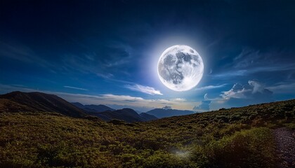 Wall Mural - a full moon shines brightly in a clear night sky surrounded by a faint halo created by thin clouds capturing the serene beauty and tranquility of the night