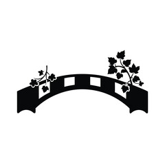 Wall Mural - Vector illustration of a retro black and white grunge floral frame with a decorative ink silhouette leaf pattern for text