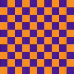 Wall Mural - Seamless pattern for Halloween.Colorful check repeat pattern in purple and orange.Geometric squares vector graphic abstract background.