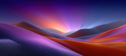 Wall Mural - vibrant synthwave desert landscape with rolling dunes at sunset