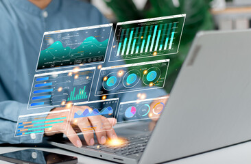 web analytics dashboard and statistical marketing graphs. analysis of customer behavior about page v
