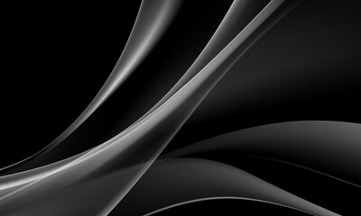 Wall Mural - abstract black glossy wave curve overlap design modern futuristic technology background vector