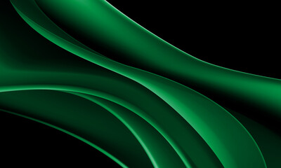 Wall Mural - abstract green glossy wave curve overlap design modern futuristic technology on black background vec