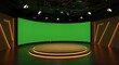 © MdRazaul - Green screen studio background virtual set for tv show news interview chroma key video production stage
