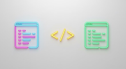 Neon Code Graphics Web Development Illustration