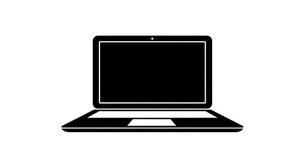 Laptop Computer Illustration in Black and White