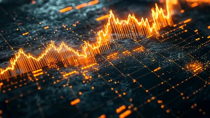Wall Mural - Abstract Data Visualization with Glowing Lines