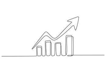 Continuous line drawing of a growing bar graph