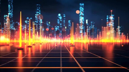 Wall Mural - Abstract Digital Cityscape with Light Patterns