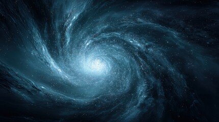 Wall Mural - A mesmerizing display of swirling blue particles creates a cosmic vortex in deep space.