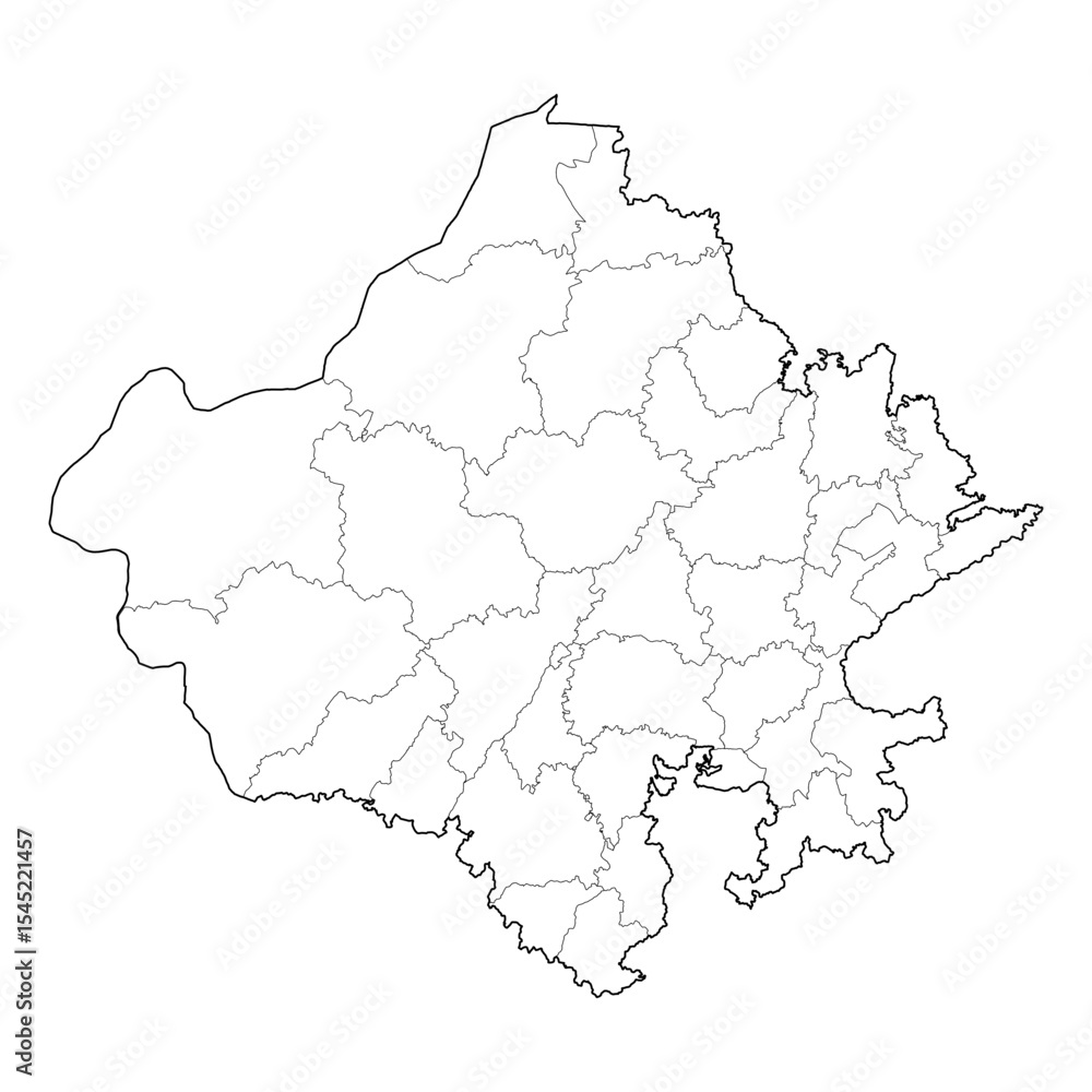 Rajasthan India State Map With All Districts Shown High quality Black rajasthan-india-state-map-with-all-districts-shown-high-quality-black