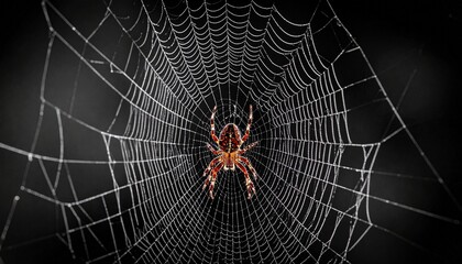 The poisonous spider species is waiting on its web and is a beautiful design example