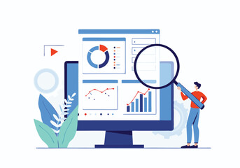 businessman working for data analytics and monitoring on report dashboard monitor and business finan