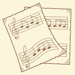 Wall Mural - Vintage music sheet paper with faded notes