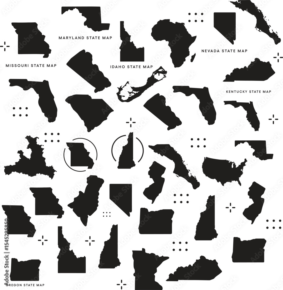 Political world map on white background, with every state labeled and ...