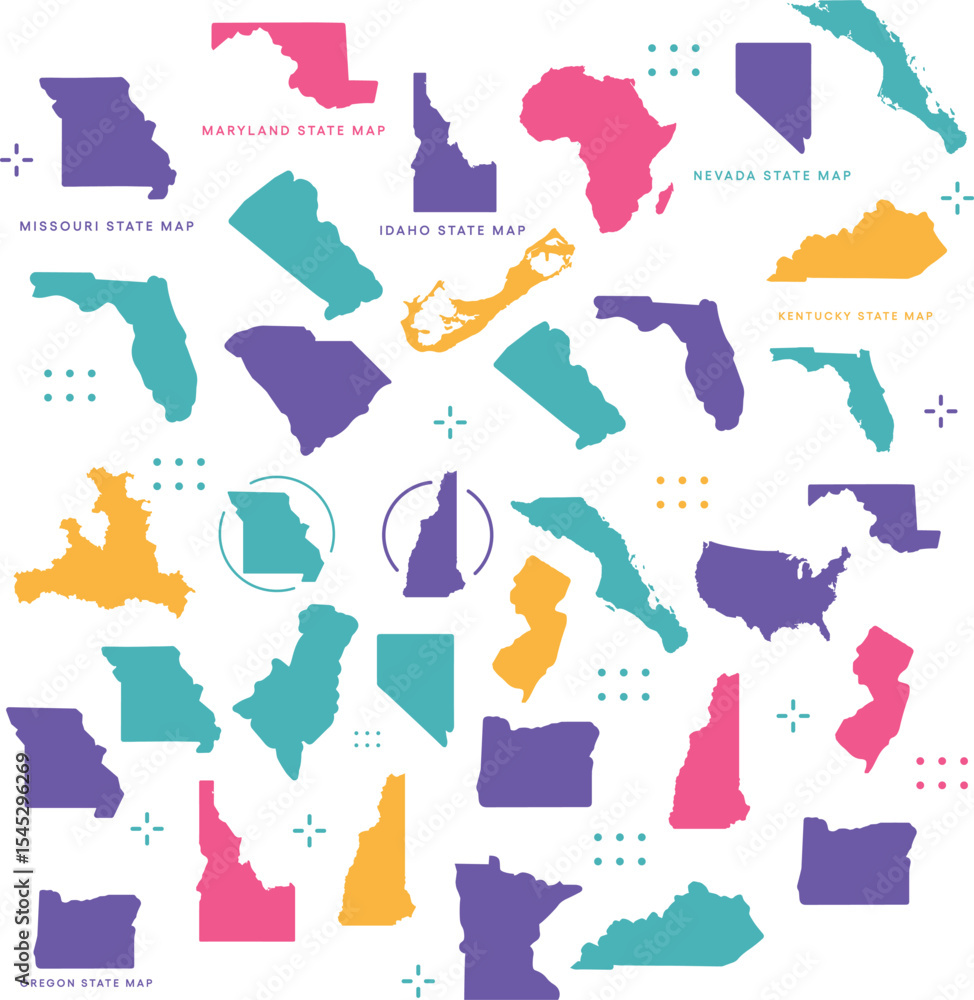 Political world map on white background, with every state labeled and ...