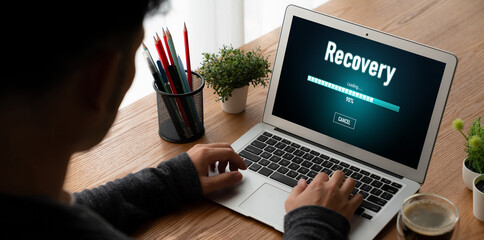 Wall Mural - data backup restoration recovery restore data from cloud storage snugly and provide planned network 