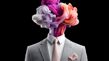 Wall Mural - man's head is covered in smoke and the image is titled 