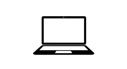 Laptop Computer Open, Minimalist Vector Icon for Technology