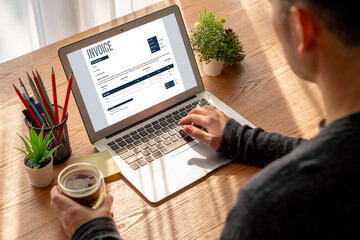 Wall Mural - invoice on computer screen from accounting application. computer program for financial and budget of