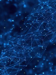 Wall Mural - dynamic web of interconnected dots and lines on vibrant blue. technology and communication network i