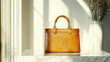 © Lizbond - Elegant leather handbag showcased on a marble surface in bright natural light