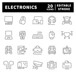 Wall Mural - electronic devices icons collection in line style. electronic devices icon set. thin line icons set 