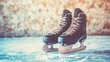 © ZURIANI - Stylish Black Ice Skates on Frozen Rink with Soft Lighting