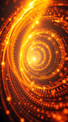 Wall Mural - abstract swirling golden spiral with bright orange and gold light effects vertical