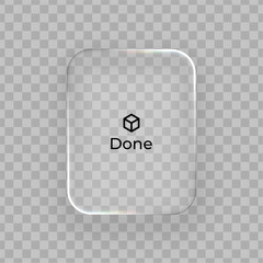 White liquid glass frame for web design. with rounded corners. Complete task design or correct answer element for web and UI. app interfaces and digital content. Vector graphics. 