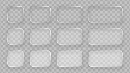 Wall Mural - set of liquid glass vector frames with rounded corners. reflective surface for graphic ui design ele