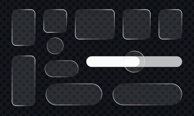Wall Mural - set of liquid glass vector elements with realistic glow effect. glassmorphism style frames collectio