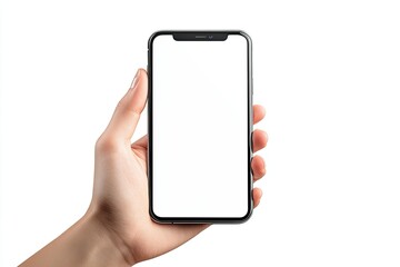 Hand Holding Phone Mockup Isolated on White Background Smartphone Template