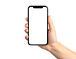 © Sri - Hand holding smartphone with blank screen in a neutral background
