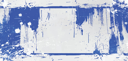 Wall Mural - abstract grunge background illustration template design white paint strokes on a blue background