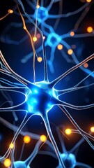 Wall Mural - brightly illuminated abstract neural network with interconnected neurons and synapses transmitting s