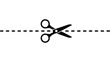 © Zavivec - Scissors cutting along a dashed line on white background symbolizing a coupon cutout, craft tool, or printable design element