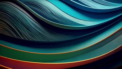 Wall Mural - abstract color gradient of curved textured surfaces, rendered in shades of blue, orange, and beige, 