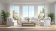 © AI-HAL8 - Bright luxury living room with white interior design