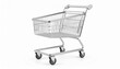 © lalala - Gleaming chrome shopping cart isolated on white ready for retail therapy