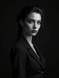 © Kavintha - Woman in black and white portrait, serious.
